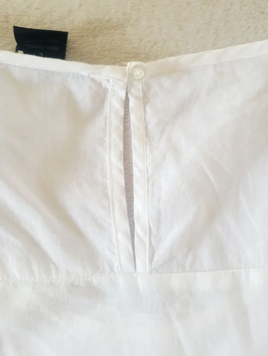 White Cotton Eyelet Embroidered Lace Crochet Trim Sleeveless Top Large Boho - Picture 8 of 8